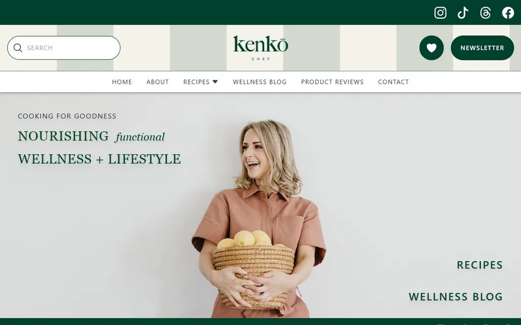 Kenkō Chef wellness and recipe website homepage